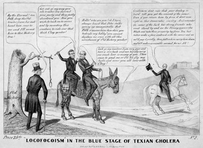 Locofocoism dans le stade bleu du choléra texian, publié par H R Robinson, New York, 1844 - Edward Williams Clay